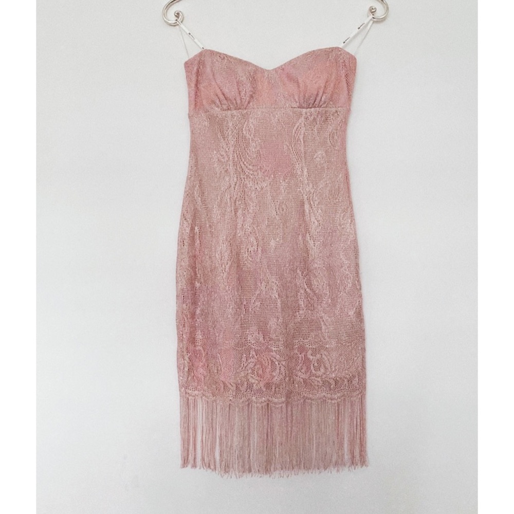 Forever 21 shimmering pink mini fringe dress s